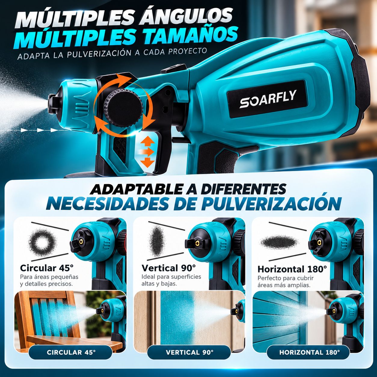 Los tres modos de pulverización de la pistola SOARFLY